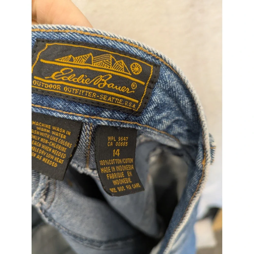 Eddie Bauer Denim‎ Midi Skirt Women's 8 Blue High Waisted Vintage 90s Pockets